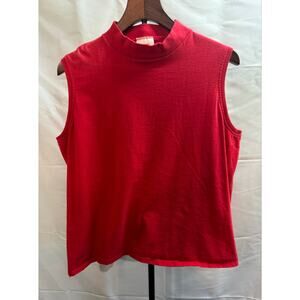 Vintage Cotton Hanes Her Way Red Mock Neck Tank Top Women’s XL